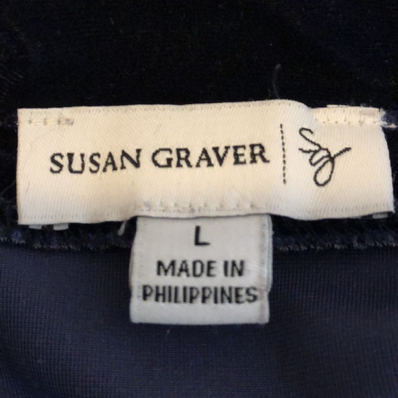 2pc Susan Graver Navy Blue Velour Velvet Jacket & matching Dress. Gorgeous se - Picture 9 of 10